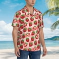 thumbnail image 3 of Sikiie Cute Strawberry Print Men's Hawaiian Shirt, Summer Beach Button Pocket Short Sleeve T-Shirt,Medium, 3 of 7