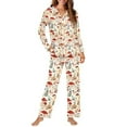 thumbnail image 2 of FOR U DESIGNS Aestheic Mushroom Womens Button Down Pajama Sets 2 Piece Long Sleeve Pj Pants Set Size 2XL Sleepwear Long V-neck Tops for Womens Nightwear Button Front, 2 of 7