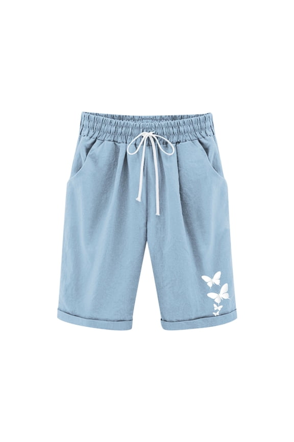 Girls Bermuda Shorts Butterfly Printed Summer Causal Shorts Kids Knee Length Comfy Shorts 3-13T