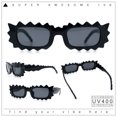 thumbnail image 2 of Fun Shockwave Jolt Shape Narrow Rectangle Bold Retro Fashion Sunglasses All Black, 2 of 8