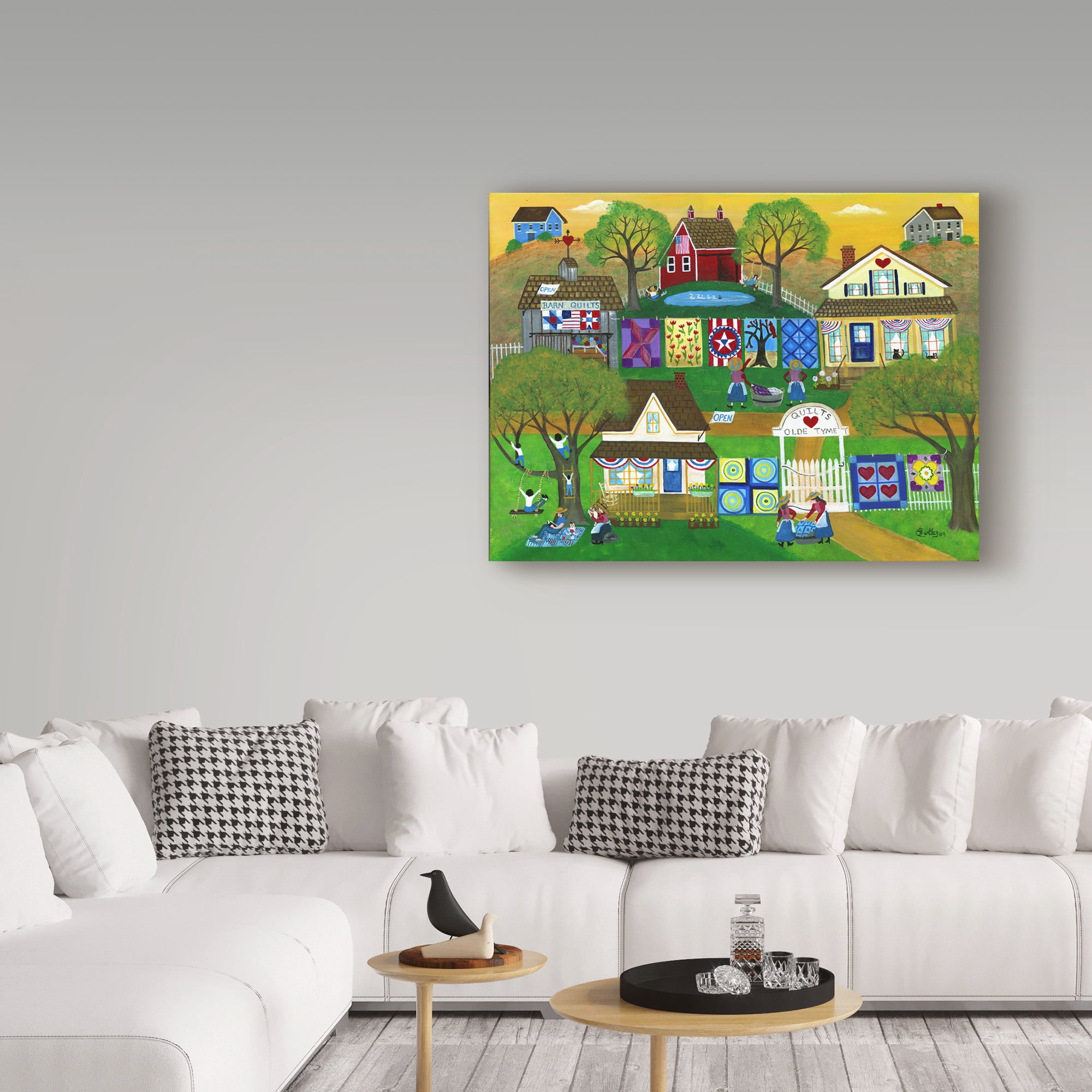 Trademark Fine Art 'Old Time Barn Folk Art Quilts' Canvas Art by Cheryl Bartley