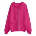 thumbnail image 4 of UngA Womens Zip Up Hoodies Oversized Sweatshirt Fleece Jackets Fall Winter Coats 2025 Fashion Hoodie for Women (Hot Pink,M), 4 of 4