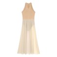 thumbnail image 6 of TiaoBug Women's Lyrical Dance Costume Sleeveless Side Split Chiffon Maxi Dress Modern Dancewear Nude L, 6 of 7