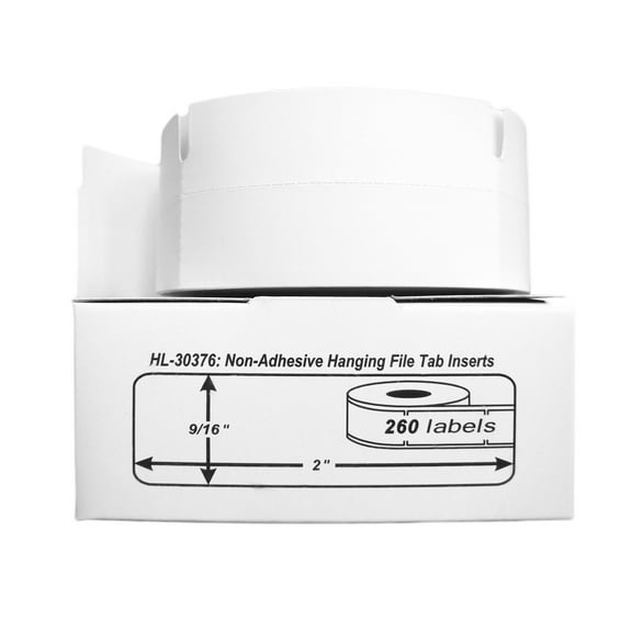 HOUSELABELS Compatible DYMO 30376 File Folder Labels (9/16" x 2"), non-adhesive, compatible with DYMO LW 450, 4XL, Rollo & Zebra Desktop Printers, 1 Roll /260 Labels