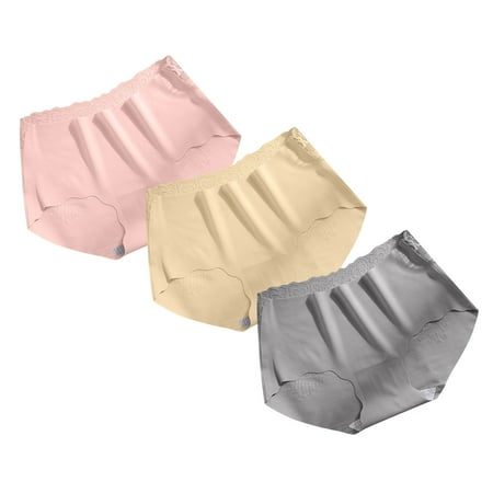 ATOYSOY Women s Multipack Solid Panty Comfy Mid Waist Underpants Clearance Shapewear Control Briefs Seamless for Ladies Classic Briefs Silk Hip Lifting Panties  3 Pack Stretchy XL