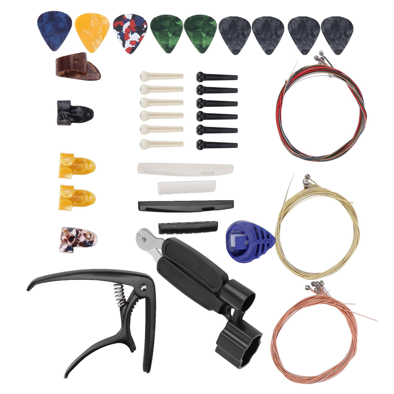Guitar String Replacement Kit Accessory Set Changing Tool Pack Pick Holder Bridge Pin