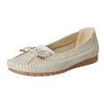 thumbnail image 3 of Moccasins Women Slip on Penny Loafers Orthopedic Flat Shoes Bowtie Round Toe Hollow out Casual Walking Shoes Beige Size 8.5, 3 of 9