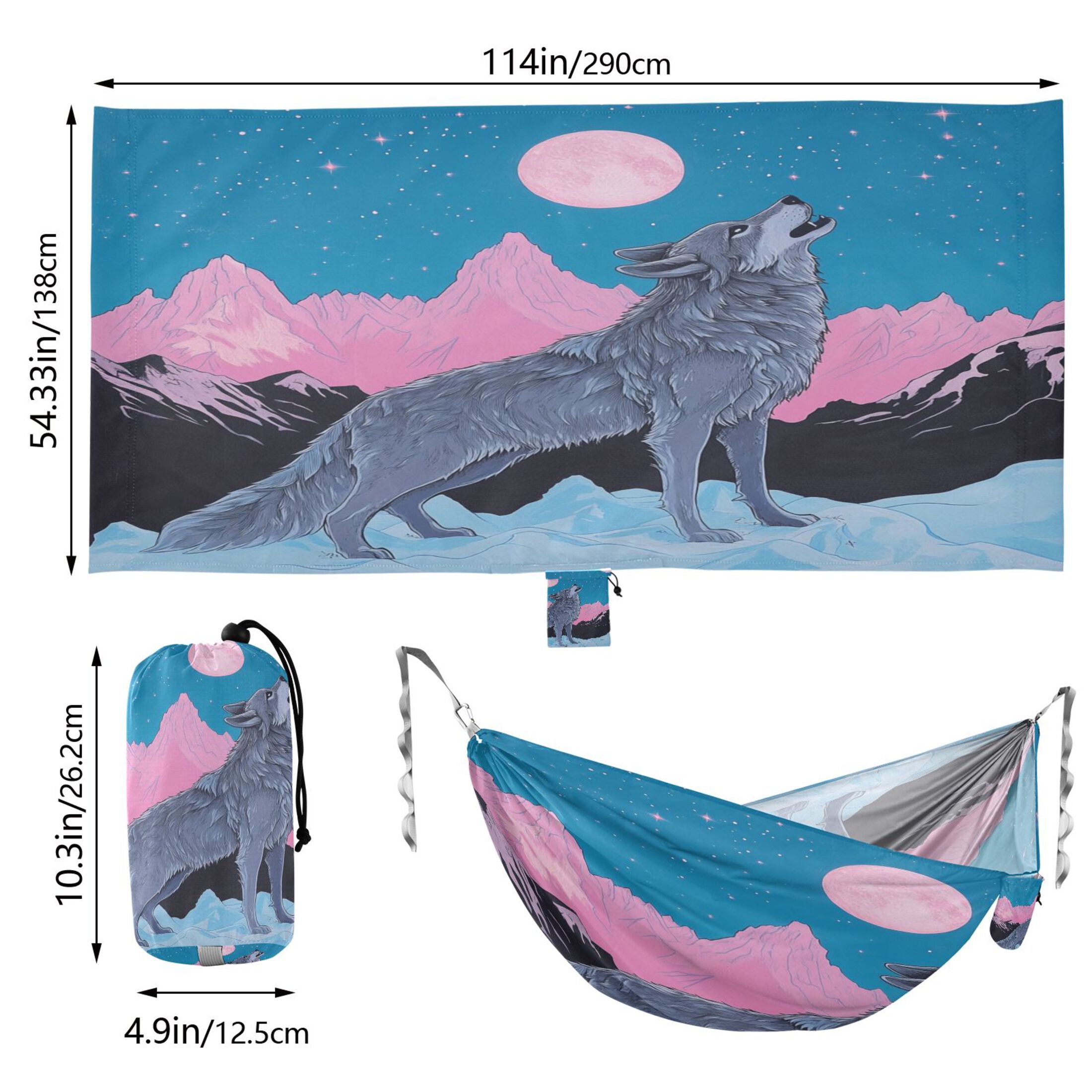 Hammock Camping Hammock Nylon Portable Hammock Travel Camping Hammock Cool Wolf Roar
