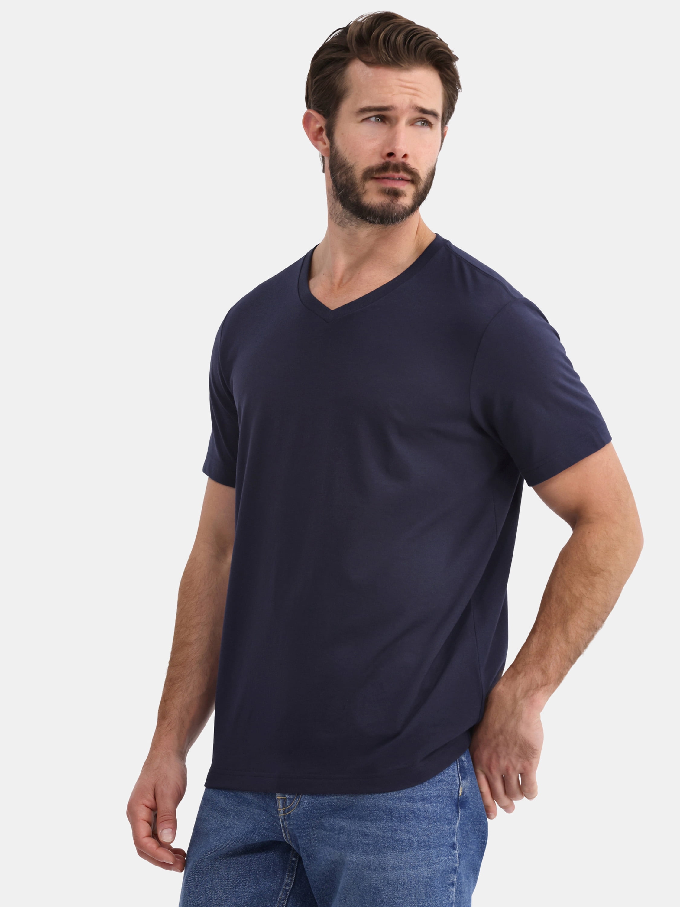 George Men's and Big Men's Lightweight V Neck Tee with Short Sleeves, 3-Pack, Sizes XS-3XL