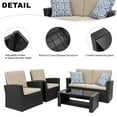 thumbnail image 6 of Walsunny 4 Pieces Outdoor Sectional Conversation Wicker Patio Furniture Set with Cushion Table for Backyard,Porch,Garden,Poolside Balcony,Gray, 6 of 7