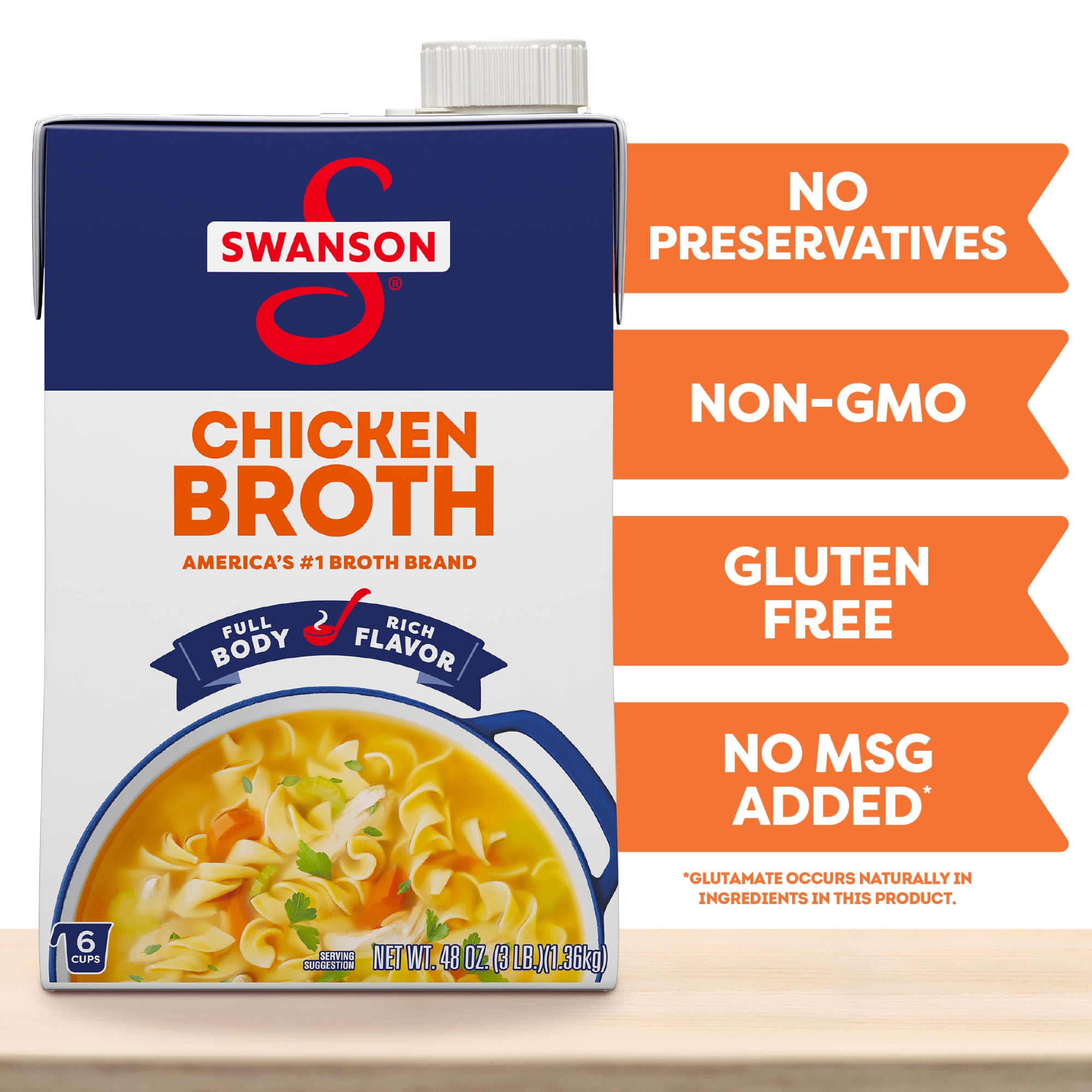 Swanson Chicken Broth, 48 oz Carton