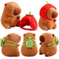 thumbnail image 2 of Lindo juguete de peluche de capibara, capibara esponjoso kawaii con bolsa de tortuga, gorro de fresa, animales de peluche, regalo para niños, decoración del hogar, 2 of 5