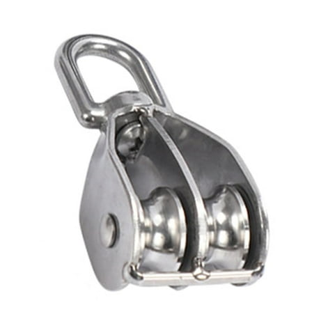 4 Pack Heavy Duty Swivel Double Pulley Block Stainless Steel Wire Rope Crane M15 Lifting Crane Lifting Double Pulley Roller Hanging Wire Towing Wheel