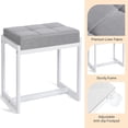thumbnail image 5 of Vanity Stool, Vanity Chair Stools for Makeup Room, Square Linen Makeup Stool for Vanity, Modern Padded Small Ottomans Foot Rest for Bedroom Living Room, Grey & White, 5 of 7