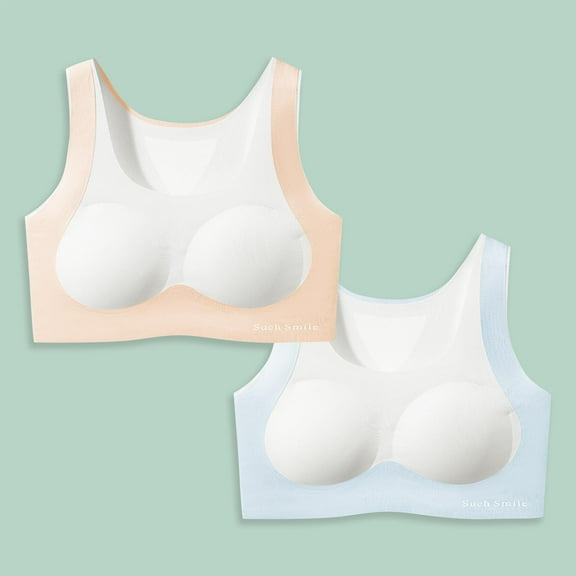 ATOGUTA Girls 2 Pack Bra Size 10-18 Crop Cami Training Bras for Girls Seamless Bra Design Navy