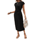 thumbnail image 3 of Vestido de Verano para Mujer, con Cuello Redondo, Informal, Elegante, con Lazo en la Cintura y Corta. Negro L, 3 of 9