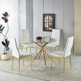 thumbnail image 2 of Youmumeub 35-Inch Round Dining Table for Small Spaces, Glass Kitchen Table with Metal Legs for 4, Space-Saving Apartment Design, 2 of 8