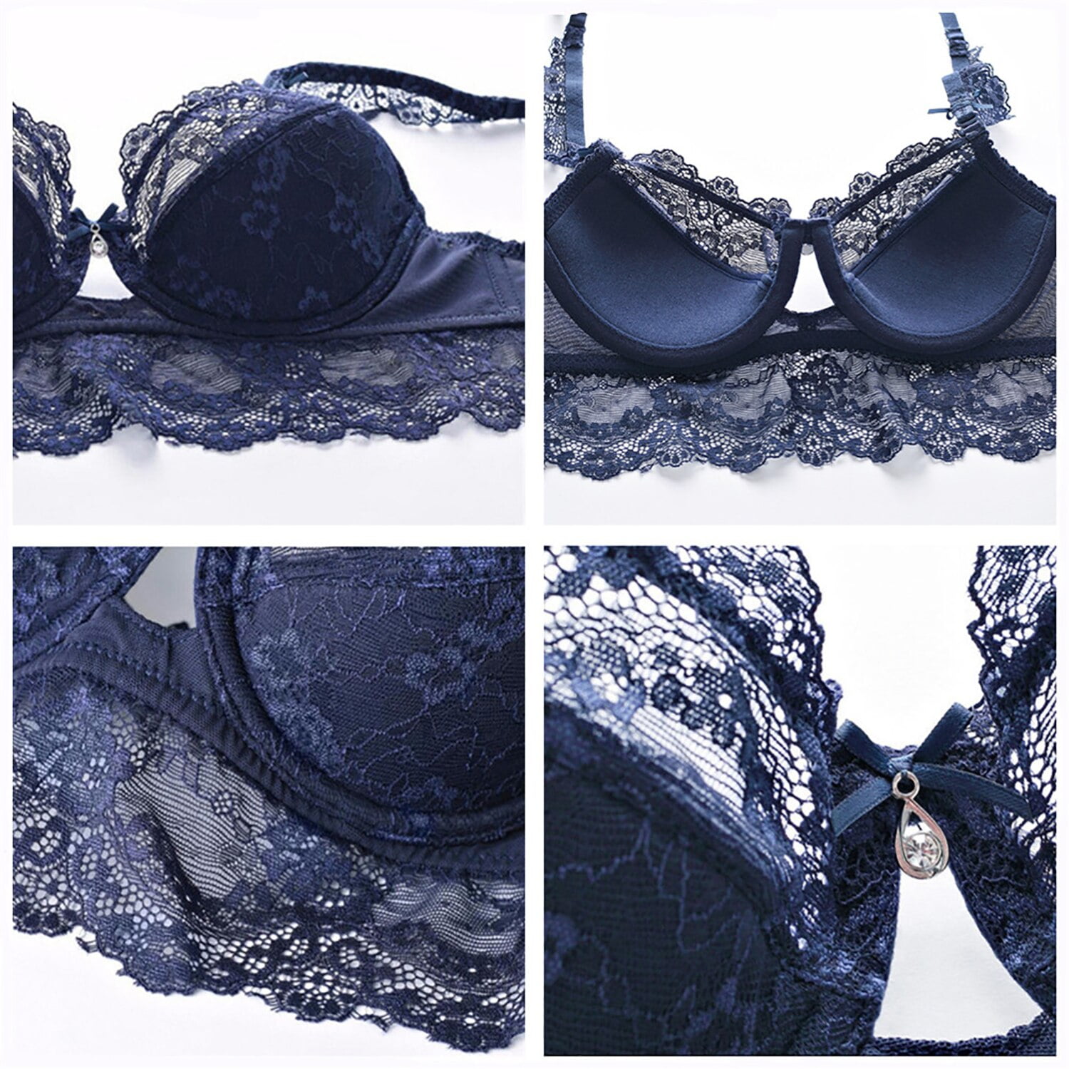 Varsbaby Sexy Lace Padded Push Up Bra Lingerie Sets for Women