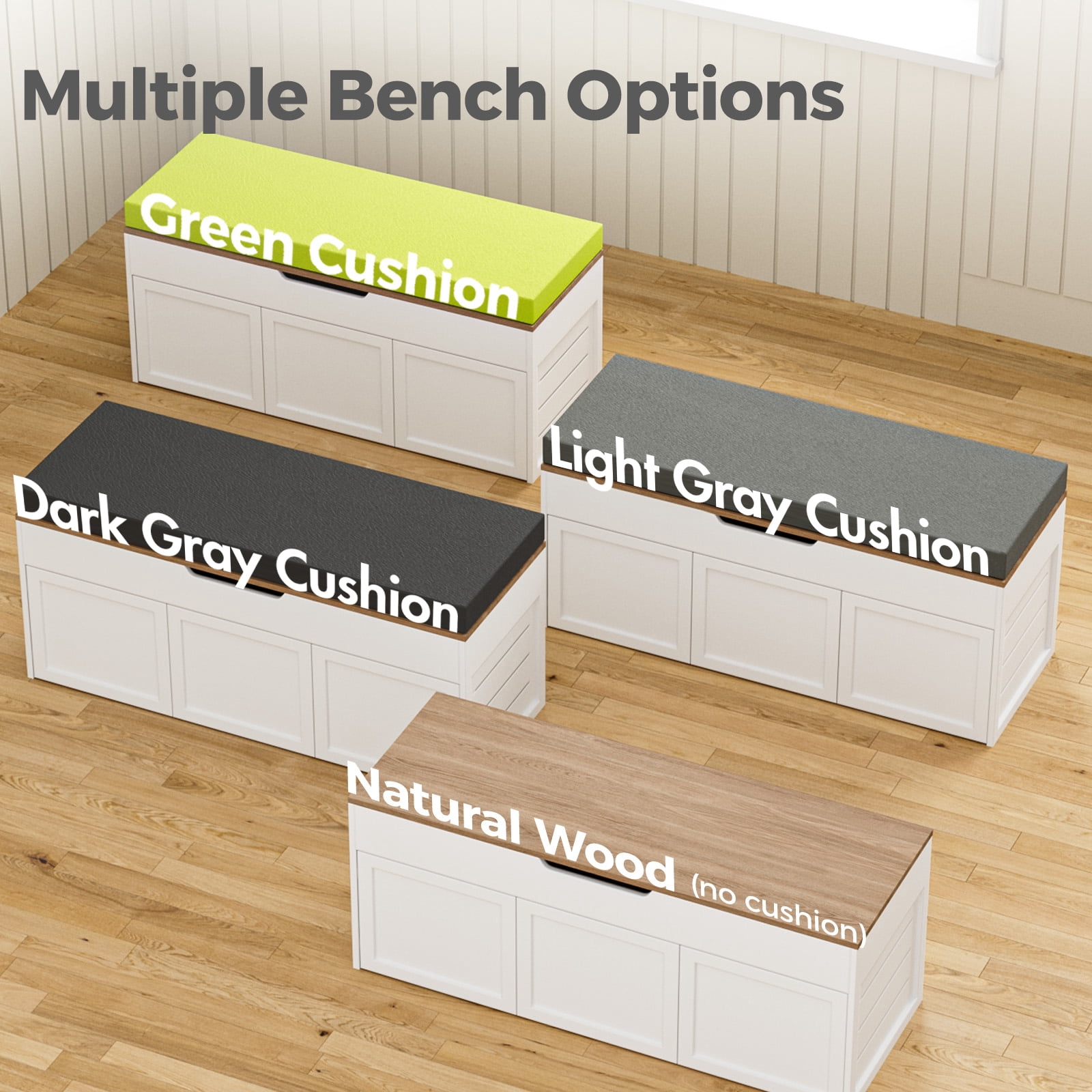 Advwin L-Shaped Corner Storage Bench, Backless Wood Bench with Hidden Storage for Kitchen, Dining Nook, Entryway & Mudroom, No Cushion