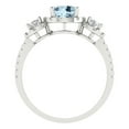 thumbnail image 4 of 1.46 ct Round Cut Natural Aquamarine 3 Stone 18K White Gold Womens Engagement Ring, 4 of 5
