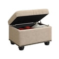 thumbnail image 1 of Designs4Comfort 5th Avenue Storage Ottoman in Beige Tan Fabric & Nail Head Trim, 1 of 3