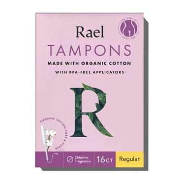 Rael Organic Cotton Tampons, with Long Applicators, Regular, 16 Count