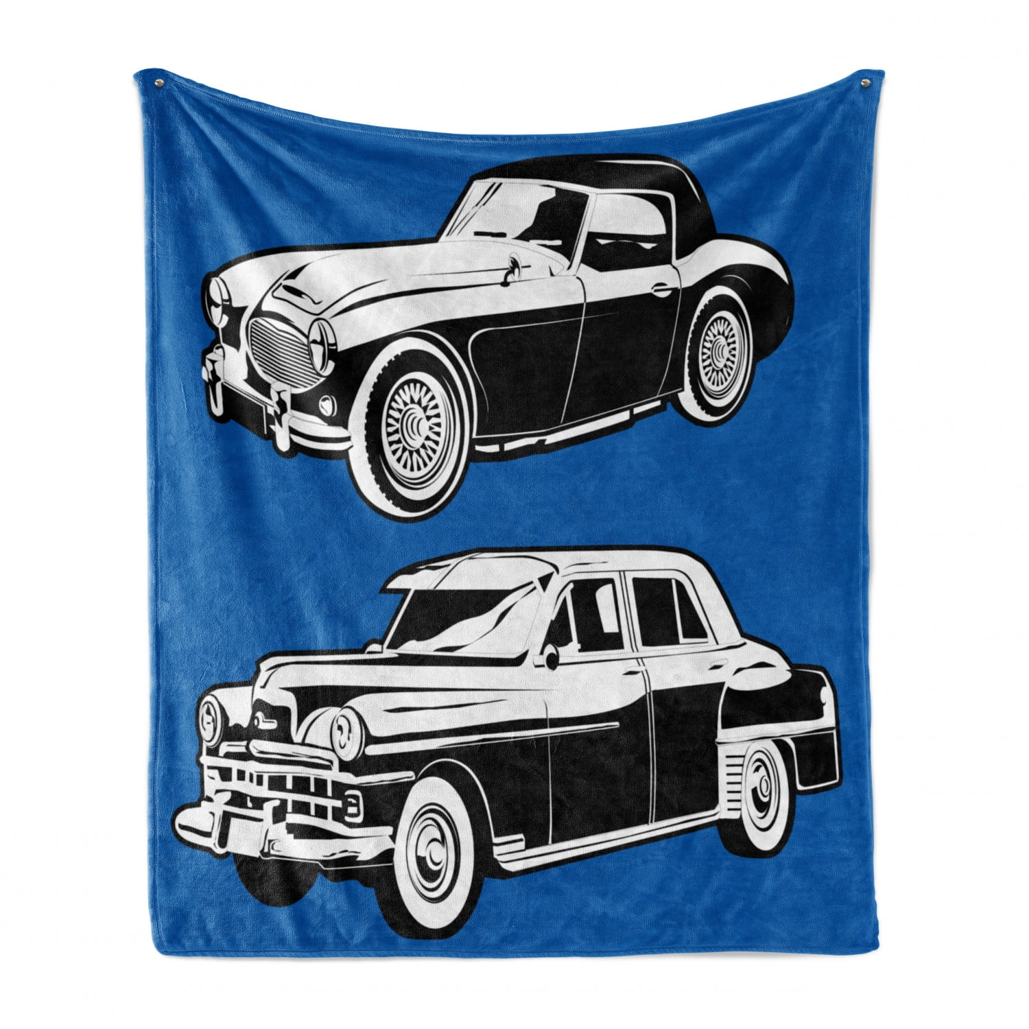 Cars Soft Flannel Fleece Throw Blanket, Black and White Vintage Cars on  Navy Blue Backdrop Classic Old Vehicles, Cozy Plush for Indoor and Outdoor  Use, 50 x 70, Navy Blue Black White,