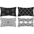 thumbnail image 1 of Funda de cojín decorativa moderna funda de cojín para habitación sofá silla coche, gris y blanco, 12x20 pulgadas Feliz Sencillez, 1 of 5