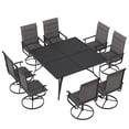 thumbnail image 2 of ELPOSUN 9 Piece Outdoor Patio Dining Set Swivel High Back Padded Textilene Chairs and Square Table Furniture Set,Dark Gray, 2 of 4
