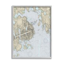 Stupell Industries Mount Desert Island Maine Coastal Map Traditional Cartography, 16 x 20, Designed by Daphne Polselli