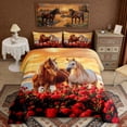thumbnail image 2 of Erosebridal 3D Horse Queen Comforter Set, Red Blossoms Bedding Comforter Set, 2 of 6