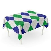 SIDONKU Yellow Golf Blue and Green Argyle Plaid Printing Pattern Black Checkered Checks Tablecloth Table Desk Cover Home Party Decor 60x120 inch