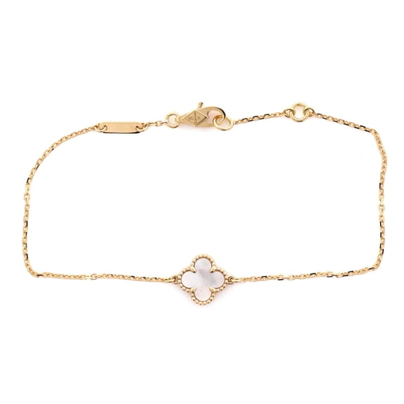 Pre-Owned Sweet Alhambra Bracelet 18K Yellow Gold and Mother of Pearl By Rebag