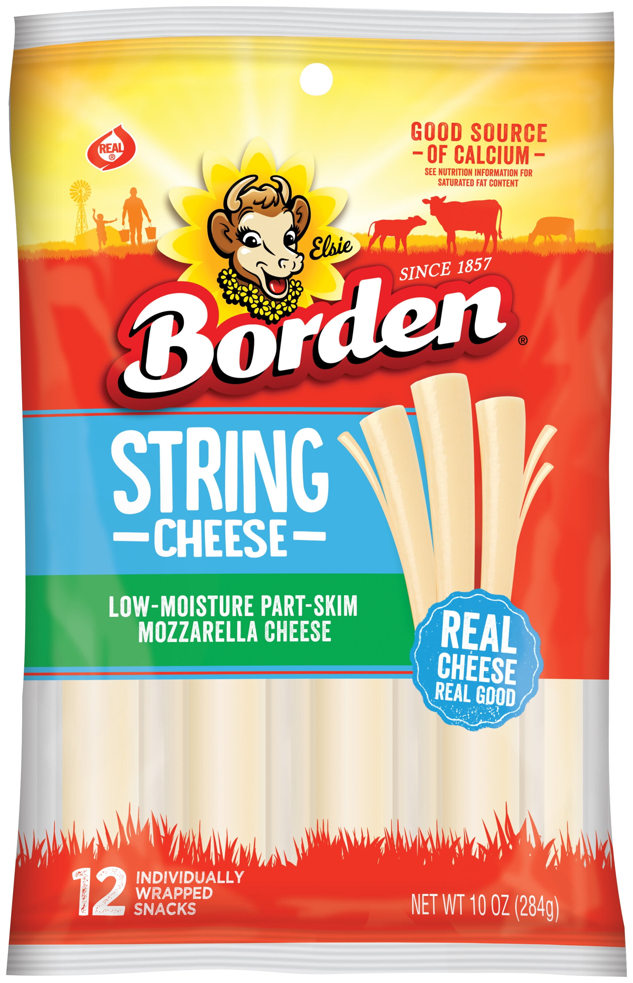 Borden® LowMoisture PartSkim Mozzarella String Cheese Snacks 12 ct