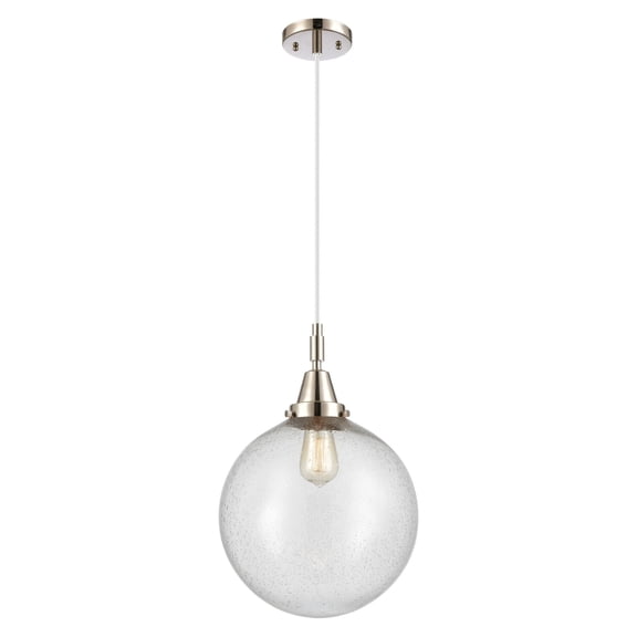 447-1P-PN-G204-12 Innovations Lighting Beacon - 1 Light Cord Hung Mini Pendant-12 Inch Wide and 16.13 Inch Tall-Polished Nickel Finish-Seedy Glass