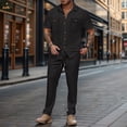 thumbnail image 2 of RUTAYY Men's Outfits Summer Casual Button Short Sleeve Shirt Pants with Pocket Suit Daily Wear Holiday Vibrant Clothing Sets, 2 of 4