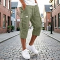 thumbnail image 2 of Resicozy Cargo Capri Pants for Men Below Knee with Pockets Lightweight Summer Baggy Drawstring Classic Capris Green 2XL, 2 of 5