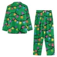 thumbnail image 6 of Garronmavis Christmas Lights Button Front Pajama Set Women's 2-Piece Sleep Set Soft Pj Lounge Sets Casual V Neck Loungewear Sleepwear with Pockets (Green), 6 of 7