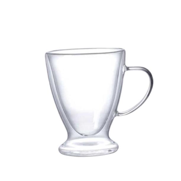 Wosthever Taza de café de vidrio, té de doble capa, leche transparente, cerveza con asa, restaurante, tazas de té sólidas, suministros para beber Mostrada 450ml Wosthever HA080473-02