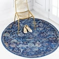 thumbnail image 2 of Unique Loom Assisi Augustus Rug Navy Blue/Black 5' Round Floral Bohemian Perfect For Dining Room Entryway Bed Room, 2 of 8