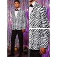 thumbnail image 5 of Unique Bargains Men's Animal Printed Blazer Vintage Slim Fit One Button Sports Coats 2XL Black White, 5 of 6