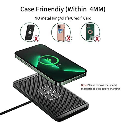 Saluqifa Wireless car Charger Charging pad 15w Non Slip FastCharger for car Wireless Phone Charger for Android for iPhone 11/12/13/14/15/16 Pro Max Xs,Samsung Galaxy S20, S10+ Note 9，LG
