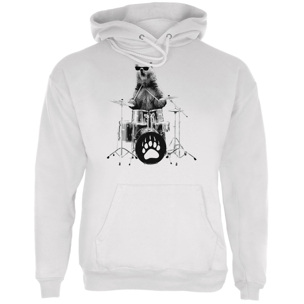 Animal World - Bear Drummer White Adult Hoodie - Walmart.com - Walmart.com