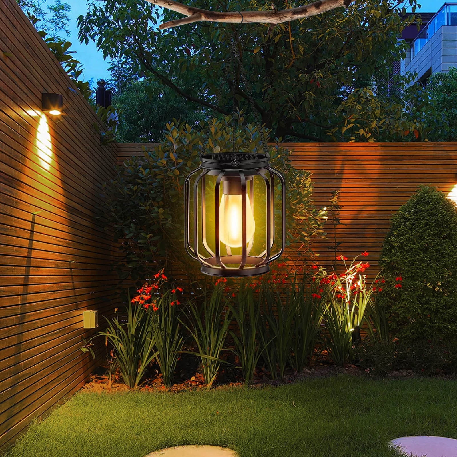 Solar-Powered Iron Planar Unshakeable Chandelier for Outdoor Courtyard 1PC
