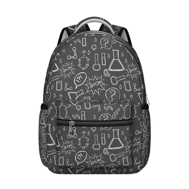 Science Lover Students Backpack Scientific Knowledge Chemistry Physics Biology School Bag with Educational Wall and Laboratory Design, Lightweight and Wear-Resistant