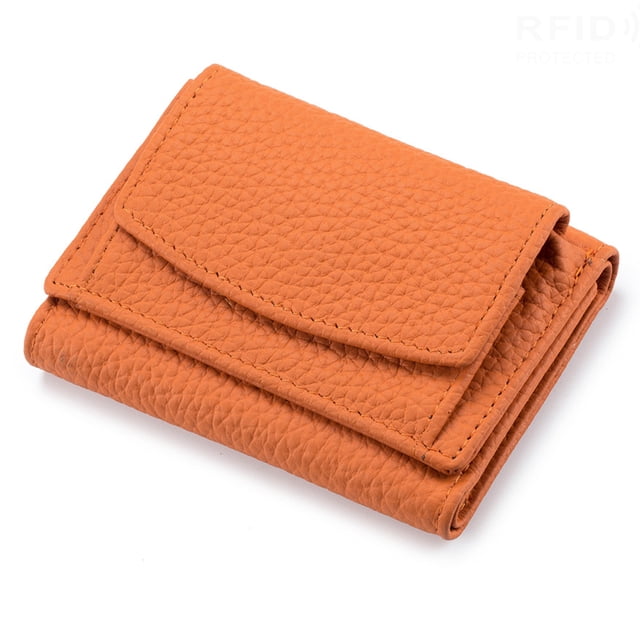 Cartera pequeña de cuero Laklulu, monedero RFID