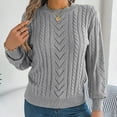 thumbnail image 7 of Fesfesfes Women's Pullover Fall Winter Sweater Leisure Long Sleeve Round Mock Neck Solid Color Tops Solid Color Warmkeeping Comfy Sweater(Gray#7,S), 7 of 7
