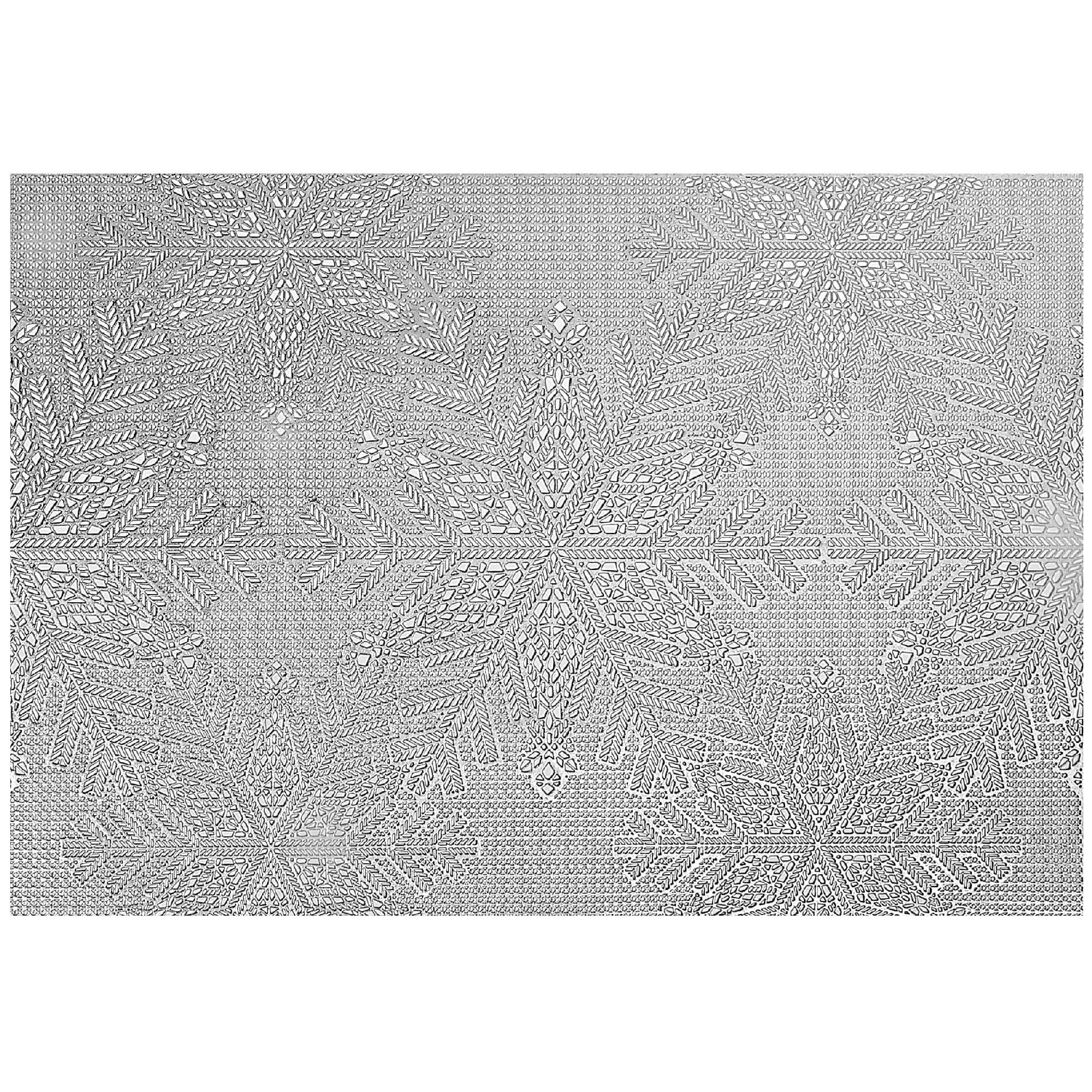 Pvc Rect. Cut Out Snowflake Placemat (Silver) - Set of 12