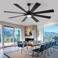 thumbnail image 7 of 62 Inch Smart Ceiling Fan with Light, Modern Balck Ceiling Fan, Outdoor Ceiling fans for Patios Damp-rated, 8 Reversible Blades, Quiet DC Motor, 5 CCT for Kitchen Bedroom Gazebo, 7 of 7
