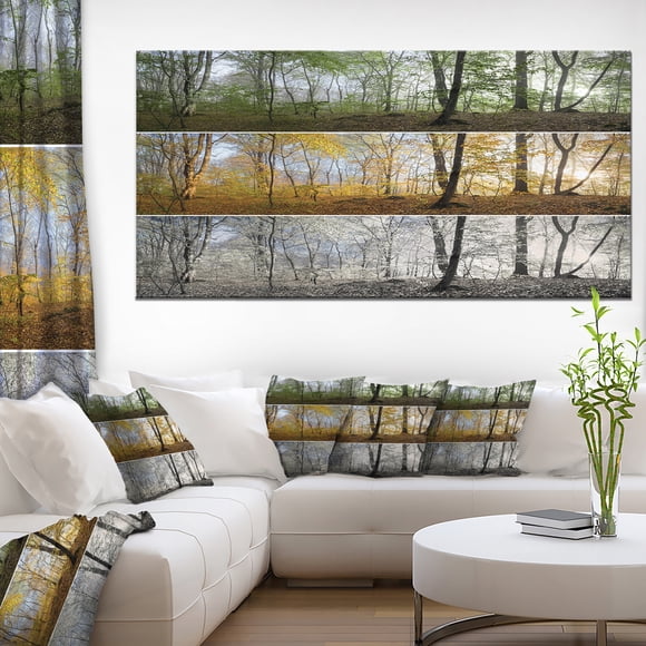Three Seasons Forest Panorama - Landscape Canvas Art Print